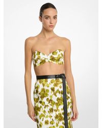Michael Kors - Mk Floral Chiné Satin Duchesse Bandeau Top - Lyst