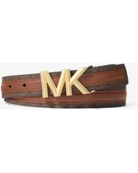 MICHAEL Michael Kors - Mk Signature Logo And Leather Belt - Lyst