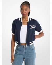 Michael Kors - Sporty Piqué Cropped Short-Sleeve Jacket - Lyst
