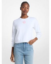 Michael Kors - Embellished Logo Cotton Blend Sweater - Lyst
