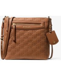 MICHAEL Michael Kors - Mk Jet Set Travel Large Logo Embossed Leather Crossbody Bag - Lyst
