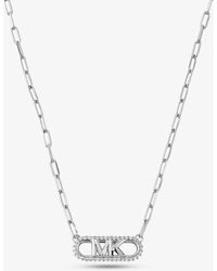 Michael Kors - Mk Precious Metal-Plated Sterling Empire Logo Chain Link Necklace - Lyst