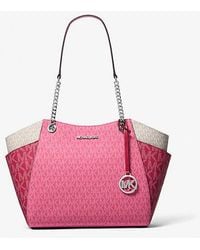 Michael Kors - Jet Set Large Color-Block Signature Logo Shoulder Bag - Lyst
