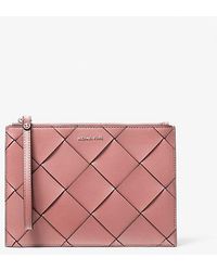 Michael Kors - Jet Set Travel Extra-Large Woven Leather Wristlet - Lyst