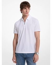 Michael Kors - Mk Cotton Blend Piqué Zip-Up Polo Shirt - Lyst