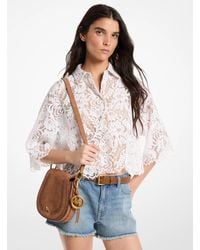 Michael Kors - Mk Corded Floral Lace Cropped Blouse - Lyst