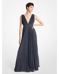 Michael Kors - Mk Robe De Soirée Plissée En Crêpe Georgette À Pois - Lyst