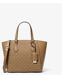 Michael Kors - Taryn Small Signature Logo And Leather Convertible Crossbody Bag - Lyst