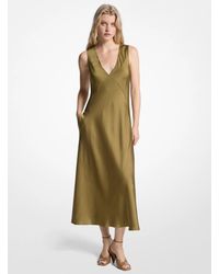 MICHAEL Michael Kors - Mk Satin Midi Dress - Lyst