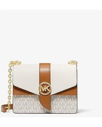 Michael Kors - Mk Greenwich Small Color-Block Logo And Saffiano Leather Crossbody Bag - Lyst