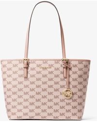 Michael Kors Outlet - Mk Jet Set Medium Logo Jacquard Tote Bag - Lyst