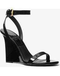 Michael Kors - Mk Claudia Patent Leather Wedge Sandal - Lyst