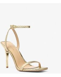 Michael Kors - Liana Metallic Snake Embossed Leather Sandal - Lyst