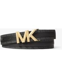 MICHAEL Michael Kors - Mk Signature Logo And Leather Belt - Lyst