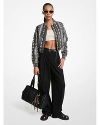 MICHAEL Michael Kors - Mkpantalón De Crepé Plisado De Pierna Ancha - Lyst