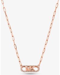 Michael Kors - Mk Precious Metal-Plated Sterling Empire Logo Chain Link Necklace - Lyst