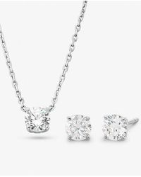 Michael Kors - Precious Metal Plated Sterling Silver Cubic Zirconia Necklace And Stud Earrings Set - Lyst