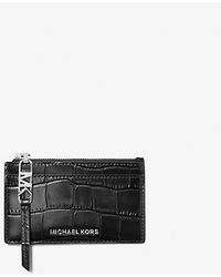 Michael Kors - Empire Small Crocodile Embossed Leather Card Case - Lyst