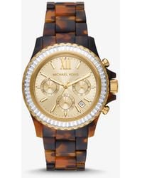 Michael Kors Oversized Parker Pavé Gold-tone And Logo Watch in Metallic |  Lyst