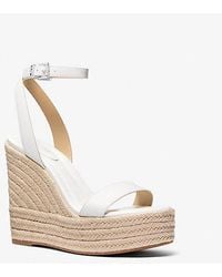 Michael Kors - Leighton Leather Wedge Sandal - Lyst