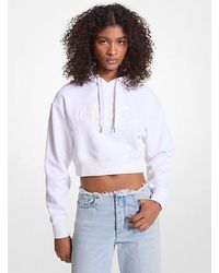 Michael Kors - Empire Logo Organic Cotton Terry Cropped Hoodie - Lyst