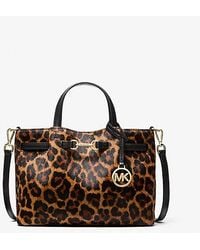 Michael Kors - Carson Small Leopard Print Calf Hair Satchel - Lyst