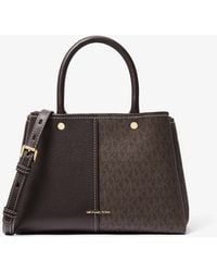 Michael Kors - Mkbolso Satchel De Piel Flora Mediano Con Logotipo - Lyst