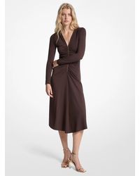 Michael Kors - Ruched Stretch Matte Jersey Dress - Lyst
