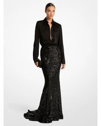 Michael Kors - Mk Sequin Embroidered Stretch Fishtail Skirt - Lyst