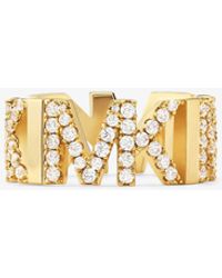Michael Kors Precious Metal-plated Brass Pavé Logo Chain Ring - White