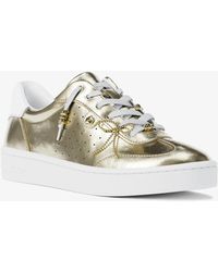 MICHAEL Michael Kors - Mk Scotty Embellished Metallic Leather Trainers - Lyst