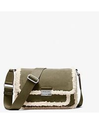 Michael Kors - Bradshaw Medium Suede And Faux Shearling Messenger Bag - Lyst