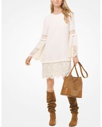 Michael Kors Abito Con Dettagli In Pizzo E Maniche A Campana - Neutro