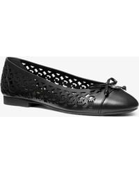 MICHAEL Michael Kors - Mk Piper Flex Perforated Logo Leather Ballet Flat - Lyst