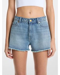 Michael Kors - Mk Gisele Frayed Denim Shorts - Lyst