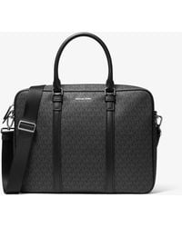 Michael Kors Hudson Logo And Leather Briefcase - Black