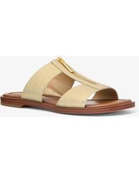 MICHAEL Michael Kors - Mk Berkley Metallic Linen Slide Sandal - Lyst