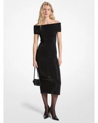 MICHAEL Michael Kors - Mk Embellished Stretch Knit Off-The-Shoulder Dress - Lyst