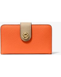 MICHAEL Michael Kors - Mk Pop Charm Medium Color-Block Pebbled Leather Logo Wallet - Lyst