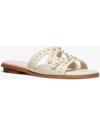 Michael Kors Sandalia Annalee De Piel Texturizada Con Tachuelas - Neutro