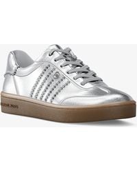 MICHAEL Michael Kors - Scotty Embellished Metallic Leather Sneaker - Lyst