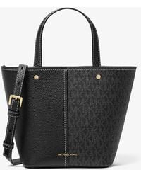 MICHAEL Michael Kors - Flora Medium Signature Logo And Pebbled Leather Crossbody Bag - Lyst