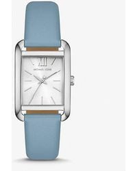 Michael Kors - Petite Monroe Silver-tone And Leather Watch - Lyst