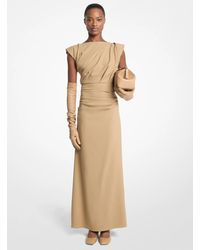 Michael Kors - Michael Kors Stretch Wool Crepe Draped Column Gown - Lyst