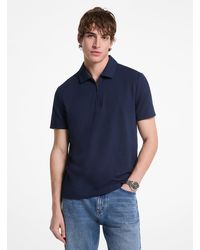 Michael Kors - Mk Cotton Blend Piqué Zip-Up Polo Shirt - Lyst