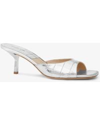 Michael Kors - Anita Metallic Crocodile Embossed Leather Sandal - Lyst
