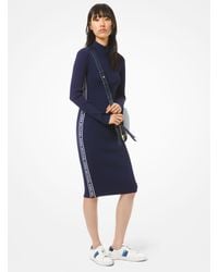 michael michael kors logo tape ribbed knit dress