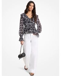 MICHAEL Michael Kors - Mk Floral Print Georgette Ruffled Blouse - Lyst