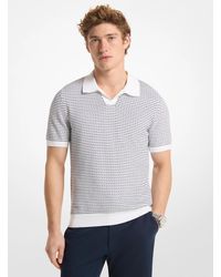 Michael Kors - Mk Textured Striped Cotton Polo Shirt - Lyst