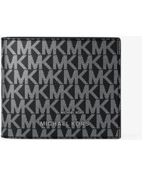 Michael Kors - Mk Hudson Metallic Signature Logo Billfold Wallet With Passcase - Lyst